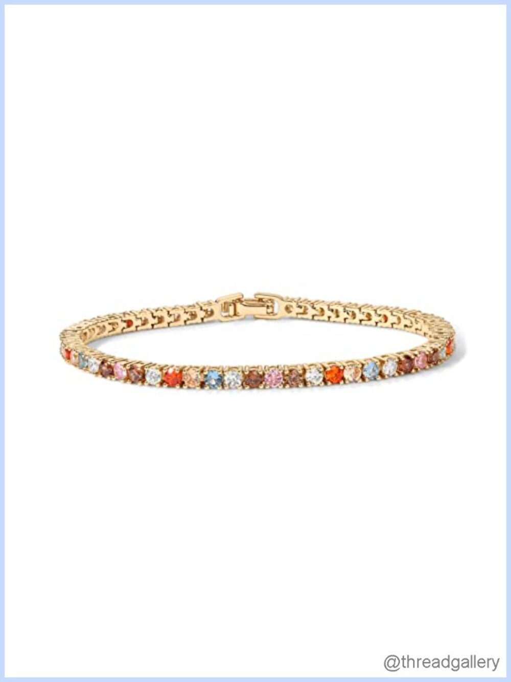 14K Gold Plated Multi-Color Cubic Zirconia Tennis Bracelet for Women